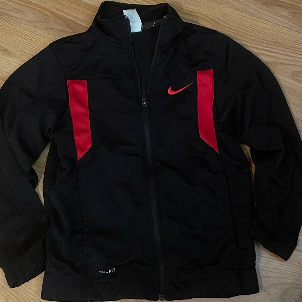 Nike Black Dri-Fit Jacket with Bold Red Nike Logo